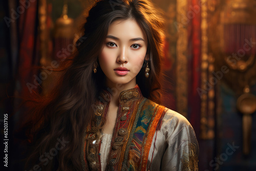 Radiant Mongolian Beauty in Portrait