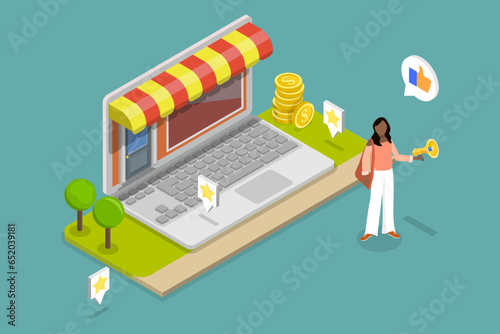 3D Isometric Flat Vector Conceptual Illustration of Digital PR, Public Relations Online Solution