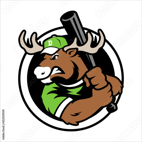 DEER BASEBALL CARTOON CHARACTER MASCOT