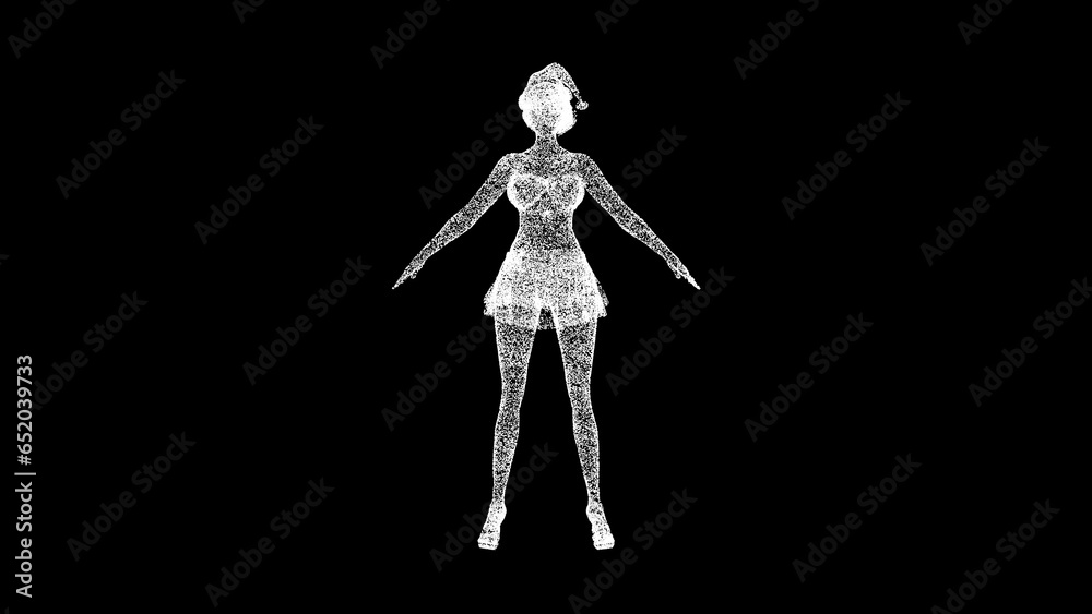 3D Santa girl on black background. Christmas and New Year concept. Santa girl in Santa hat. Business advertising backdrop. For title, text, presentation. 3d animation. 3D Santa girl on black background. Christmas and New Year concept. Santa girl in Santa hat. Business advertising backdrop. For title, text, presentation. 3d animation.