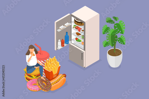 3D Isometric Flat Vector Conceptual Illustration of Eating Disorder, Mental Health Problems
