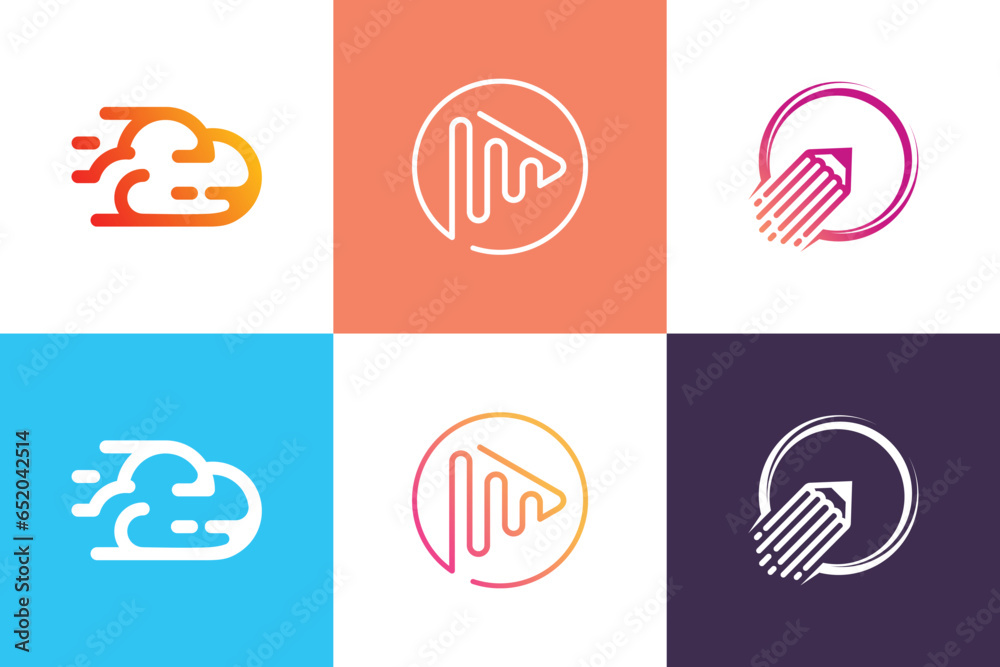 Technology logo design vector collection with creative element concept
