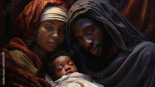 Nativity scene with the holy family in African style