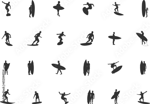 Surfing Silhouette, Surfer Silhouette, Surf Silhouette, Surfing Vector, Surfer Svg, Women Surfing Silhouette, Surfboarding Vector Silhouettes -V01.