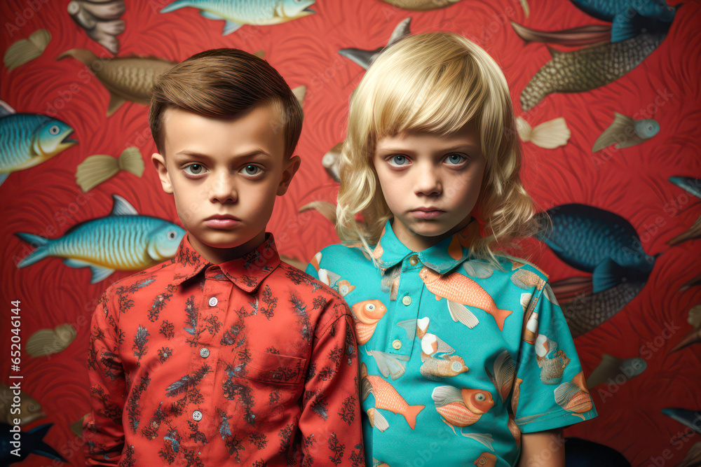 Portrait of two boys looking serious Portrait of two boys looking serious