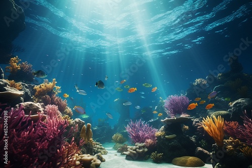 coral reef and diver, Generative AI © BERNARDO