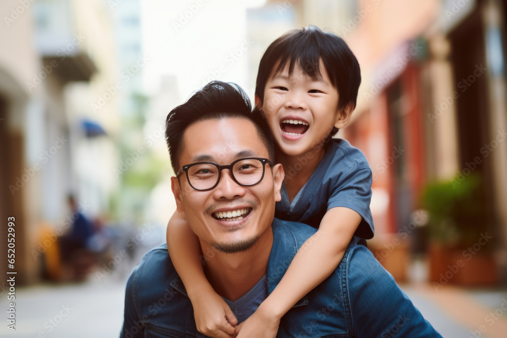 Picture showing man carrying little boy on his shoulders. This image can be used to depict father-son relationship or joy of spending time with loved ones. Picture showing man carrying little boy on his shoulders. This image can be used to depict father-son relationship or joy of spending time with loved ones.