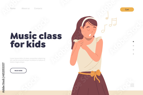 Music class for kids online educational service platform landing page design website template