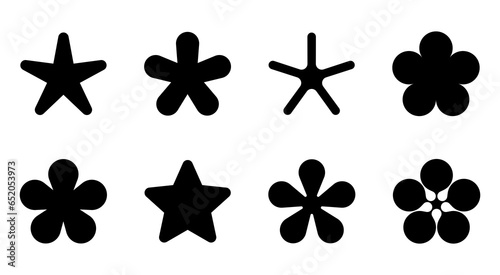 Set of decorative shapes. Set of stars and flowers. Simple design elements. Ornamental figures