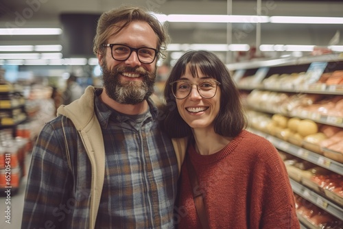 Man and Woman Grocery Shopping, grocery store couple, shopping for groceries together, everyday errands, shopping as a couple