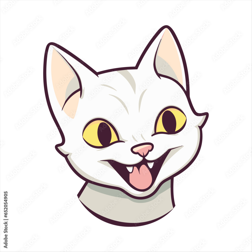 Obraz premium Cute Burmilla Cat Breed Colorful Watercolor Funny Face Cartoon Kawaii Clipart Illustration