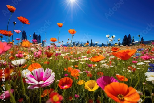 A field of vibrant wildflowers in full bloom photo