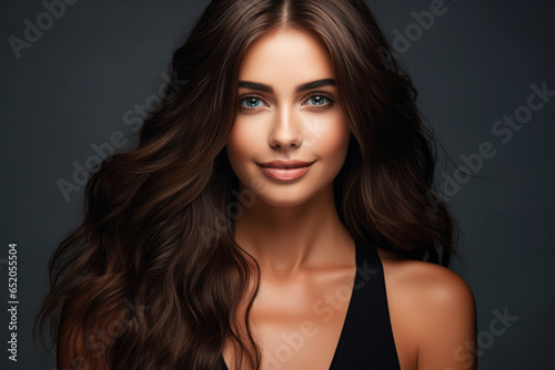 Stunning young woman with flowing brown hair. Perfect for fashion, beauty, or lifestyle concepts.