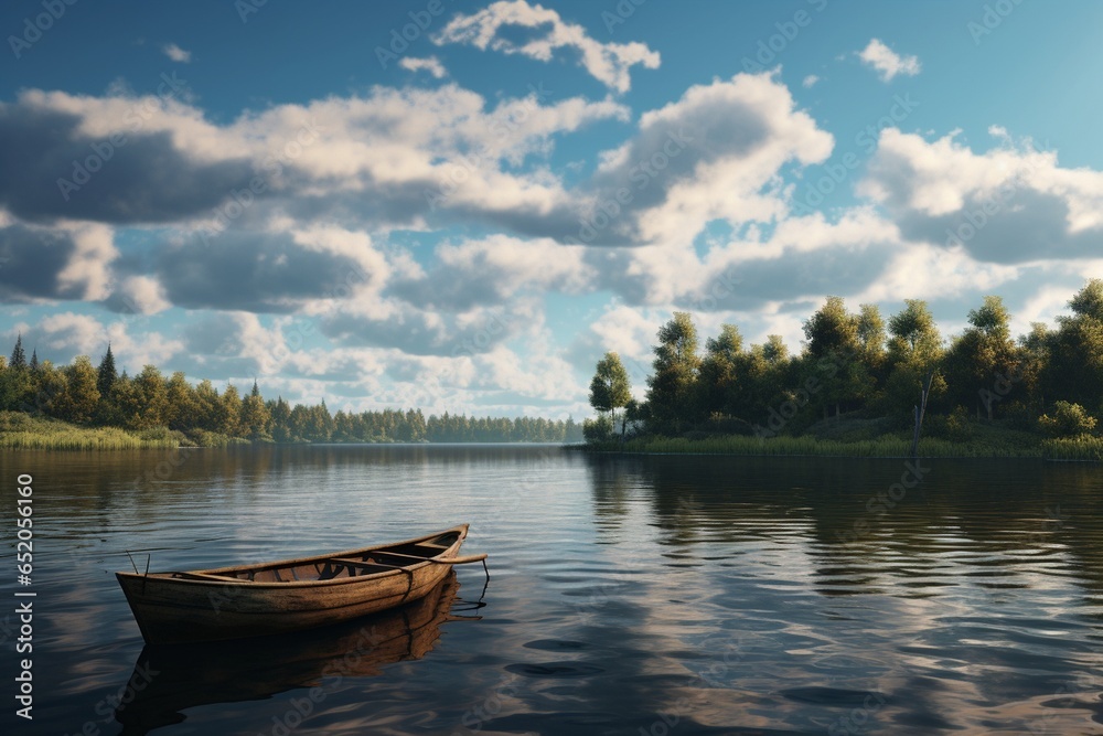 boat on the lake, Generative AI