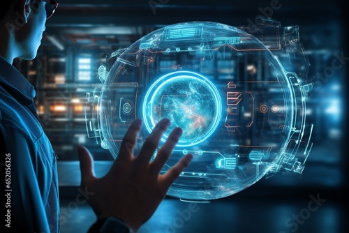 businessman touching screen, Generative AI
