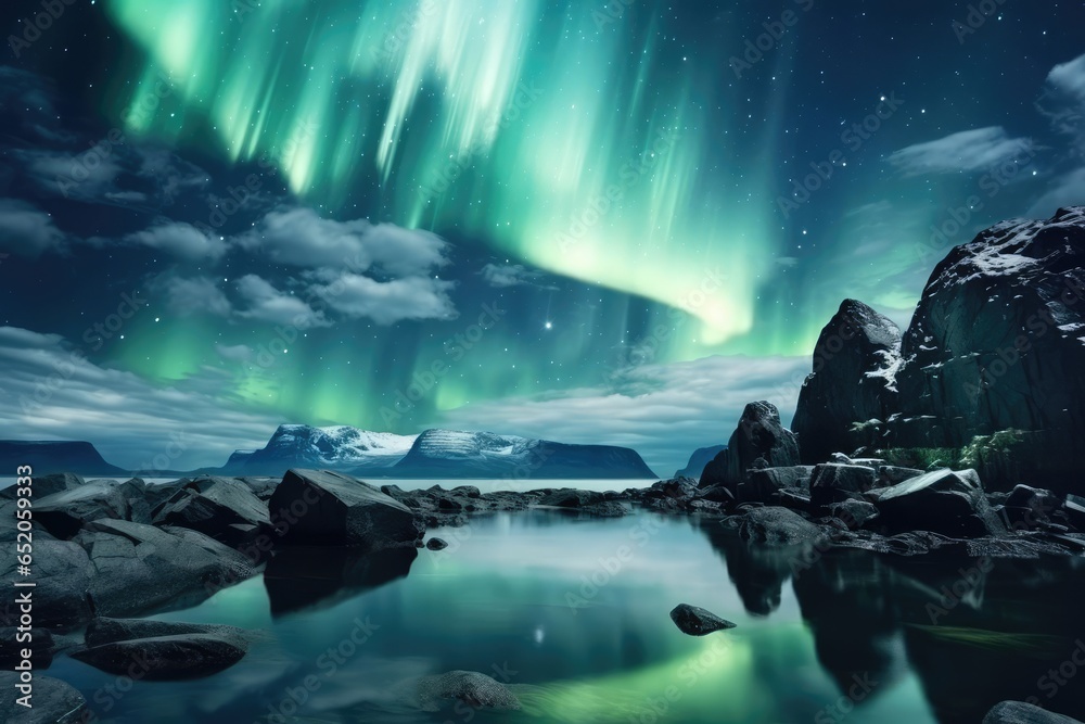 The dance of the Northern Lights in the night sky
