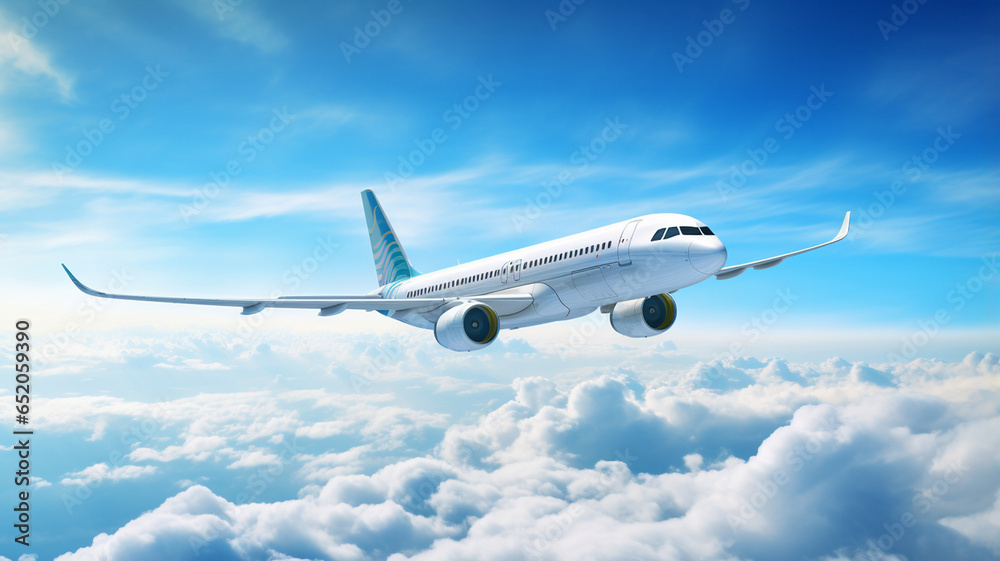Obraz premium airplane flying over clouds
