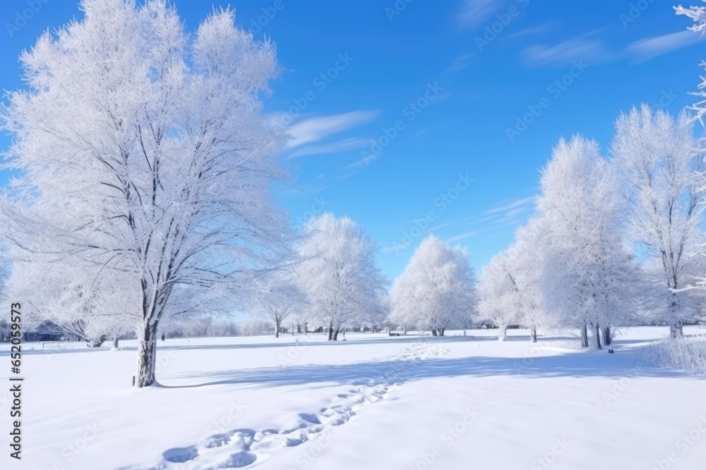 The sparkling beauty of a snow-covered landscape after a fresh snowfall The sparkling beauty of a snow-covered landscape after a fresh snowfall