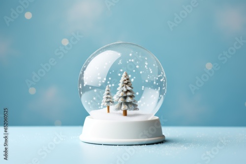 Minimal christmac snow globe on blue background © netrun78