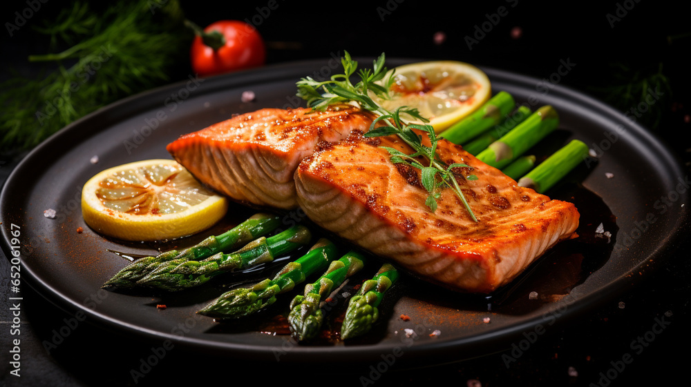 Salmon steak on a plate Salmon steak on a plate