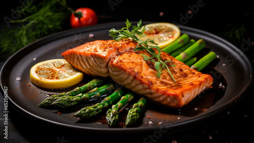 Salmon steak on a plate