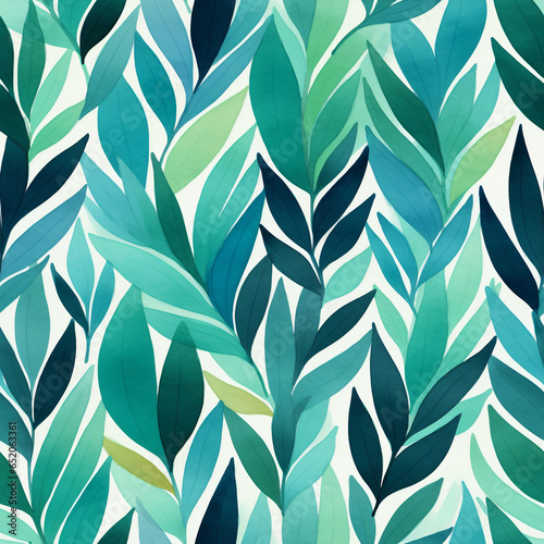 Leaves repeat seamless pattern background in watercolor and acrylic style