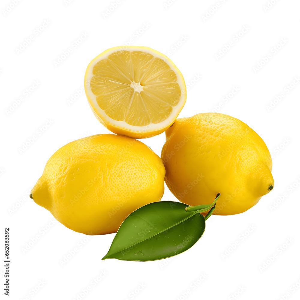 Lemon trio, a burst of citrusy goodness, isolated on a white background.
