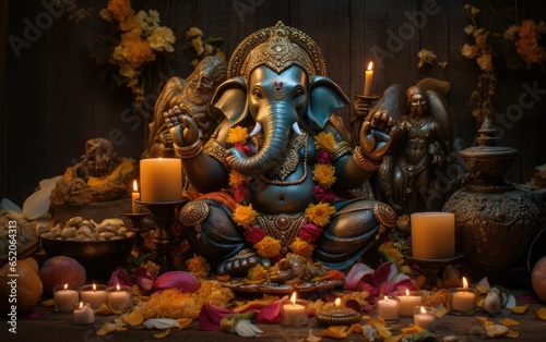 Ganesha and his elephant head. Composition in honor of the Day of the Dead © Mike