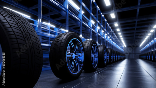 empty warehouse with a lot of tires.