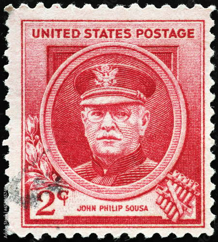 American composer John Philip Sousa on vintage postage stamp photo