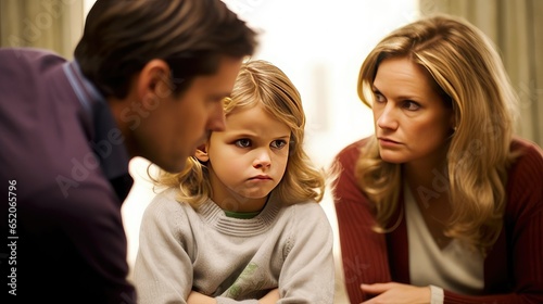 Parents fighting and arguing in front of child. large family disagreement. generative AI