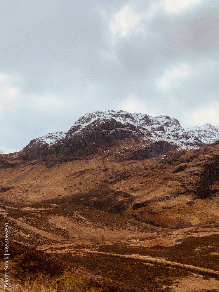 Highland’s snowy hills in Glencoe, Scotland
