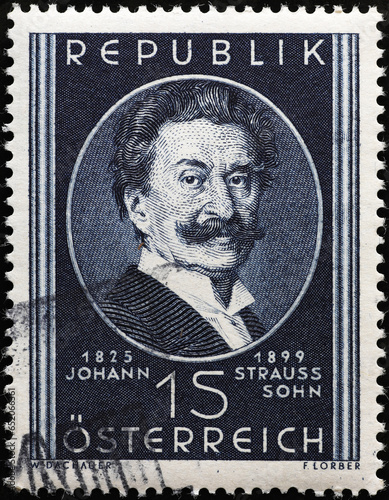 Johann Strauss II on old austrian stamp photo