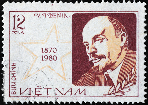 Portrait of Lenin on vietnamese postage stamp