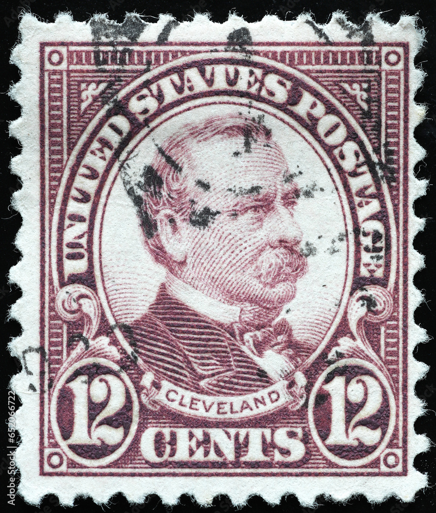 US President Grover Cleveland on vintage american stamp