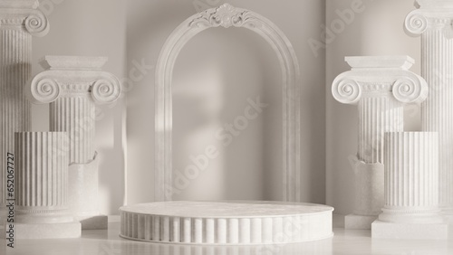3d rendering illustration with classic luxury roman column for product background with background for branding presentation 3d rendering illustration.