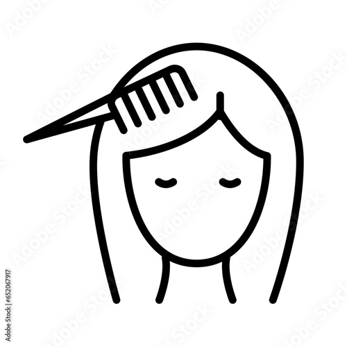 Combing hair, distribution of dye through hair simple vector sign. Hair color thin line icon, beauty and hairstyle, hair brush sign, vector graphics, a linear pictogram