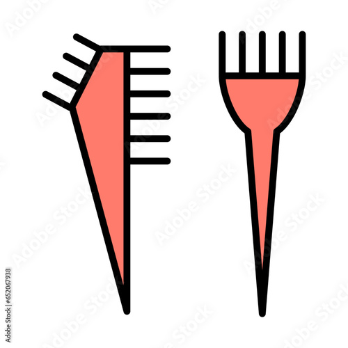 Hairdresser brush to mix colors isolated flat icon. Vector plastic color mixing brush hairbrush haircutter tool for hair bleaching and coloring