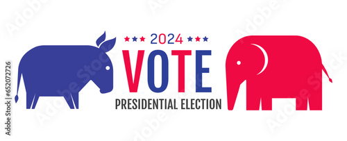Vector banner for 2024 presidential election in USA. Vector poster with typography for election of president.