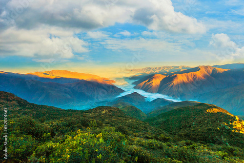 Beautiful view of a landscape from Rúpac Archaeological Complex was built by the Atavillos, one of the most important pre-Inca cultures in the province of Lima. photo