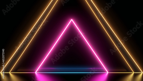 retro triangle neon futuristic sci-fi scene