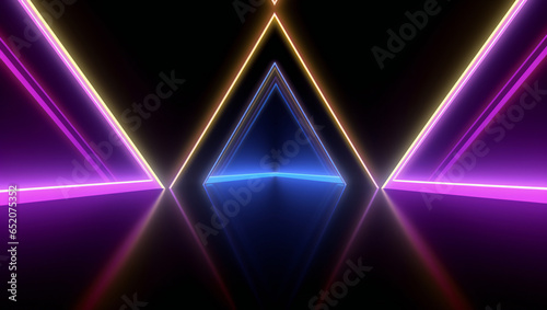 retro triangle neon futuristic sci-fi scene