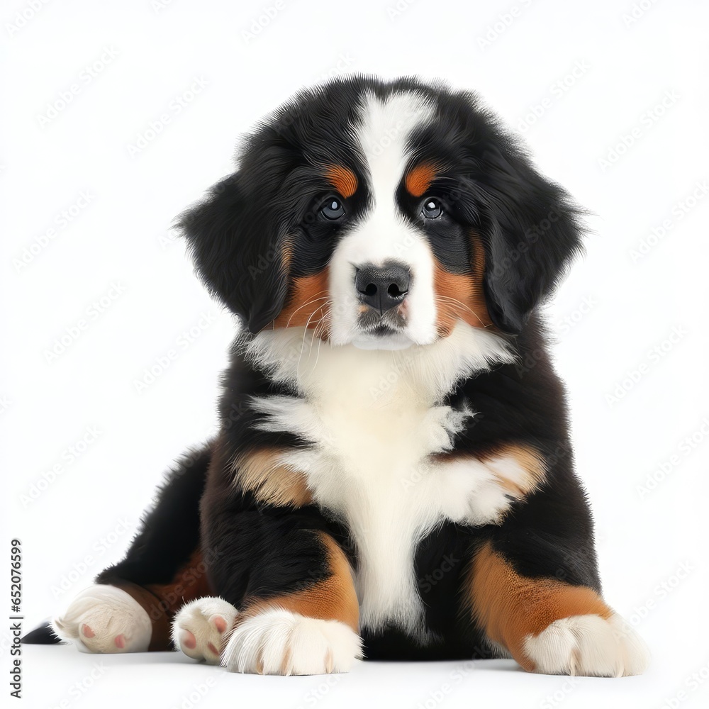 Duo of Cuteness: Bull Terrier and Bernese Mountain Baby Doggy Love, Generative AI