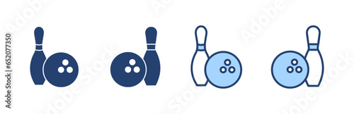Bowling icon vector. bowling ball and pin sign and symbol.