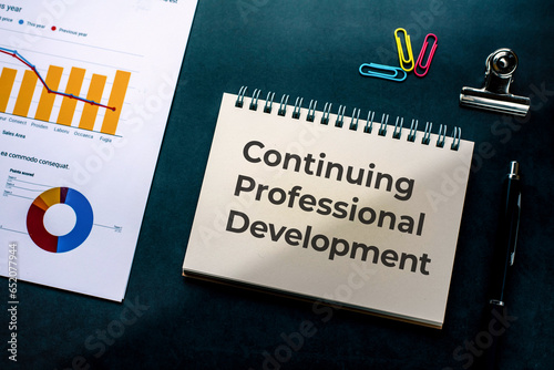 There is notebook with the word Continuing Professional Development. It is as an eye-catching image.