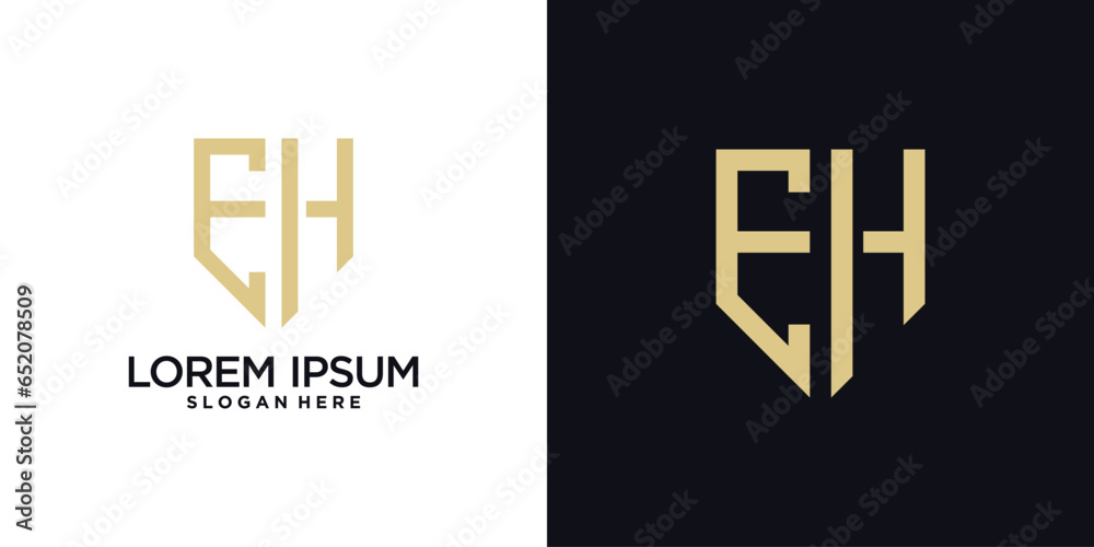 Monogram logo design initial letter e combined with shield element and creative concept Monogram logo design initial letter e combined with shield element and creative concept