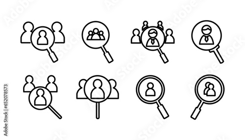 Hiring icon vector. search job vacancy icon. magnifying glass looking for people