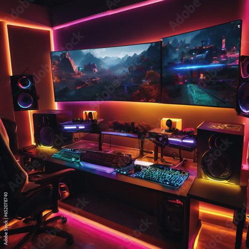 A visually astonishing gaming PC room.