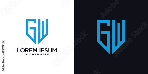 Monogram logo design initial letter g combined with shield element and creative concept