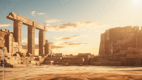 ancient ruins of the temple background, AI Generated